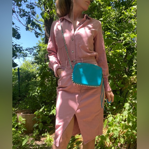 Rebecca Minkoff Studded Turquoise Crossbody Leather Bag - Picture 10 of 10